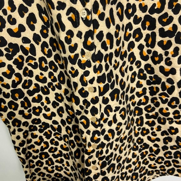 NEW Nordstrom Leopard Print Cotton Flannel Pajama Dress Nightshirt Size Medium - Picture 13 of 14